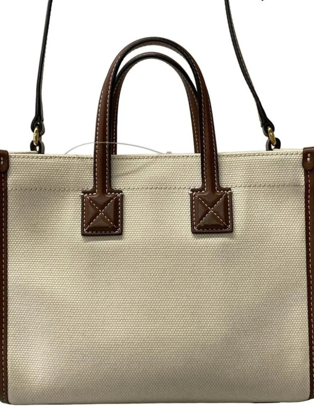 Burberry Mini Fraya Tote 8044143 Cream Brown Canvas Leather Shoulder Bag - Picture 3 of 14